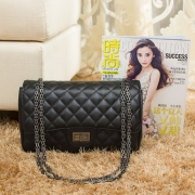 2023经典菱格链条包 小香风单肩斜挎手提黑色牛皮菱格女包